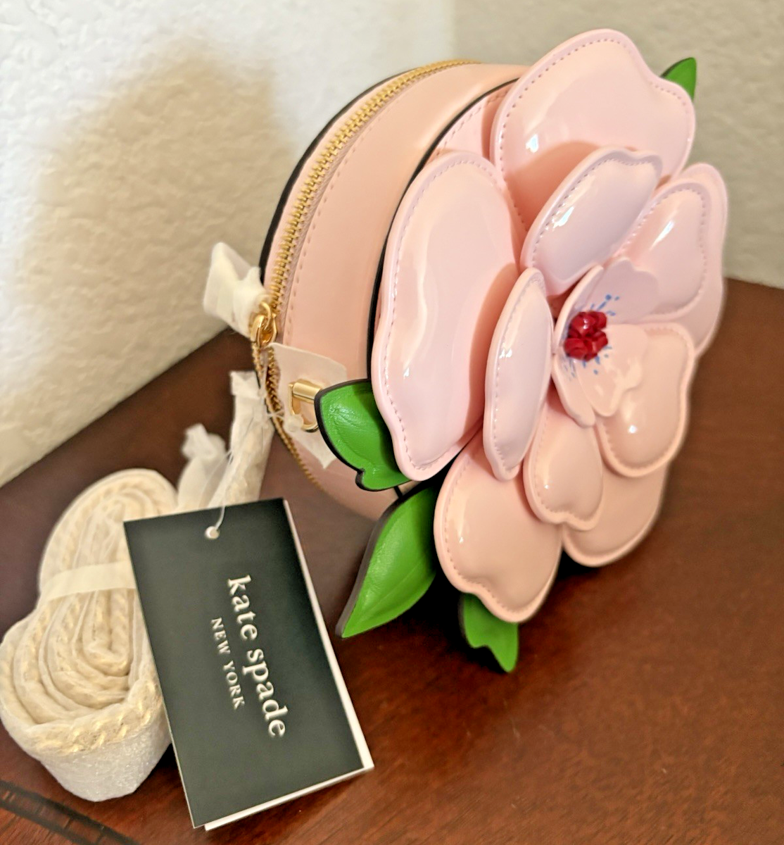 Kate Spade In the Garden 3D Pink Flower Novelty Mini Crossbody Bag