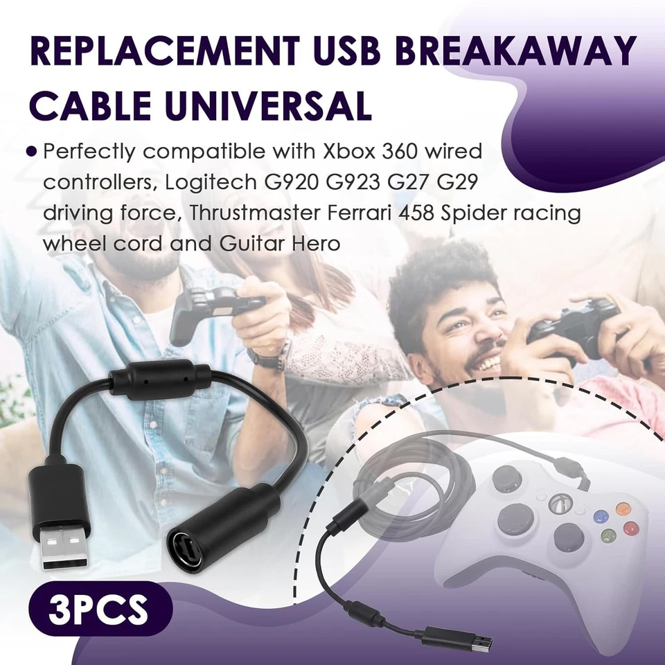 USB Breakaway Cable for Xbox 360, Rocksmith Real Tone Cable, Xbox Controller Cor - Image 2 of 4