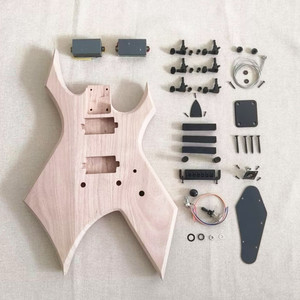 DIY Electric Guitar Unfinished Kit Mahogany Body BK Part Maple Neck Rosewood FB