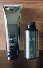 2 Bath Body Works GRAPHITE Fragrance Body Cream Deodorizing Spray 3.4 Oz