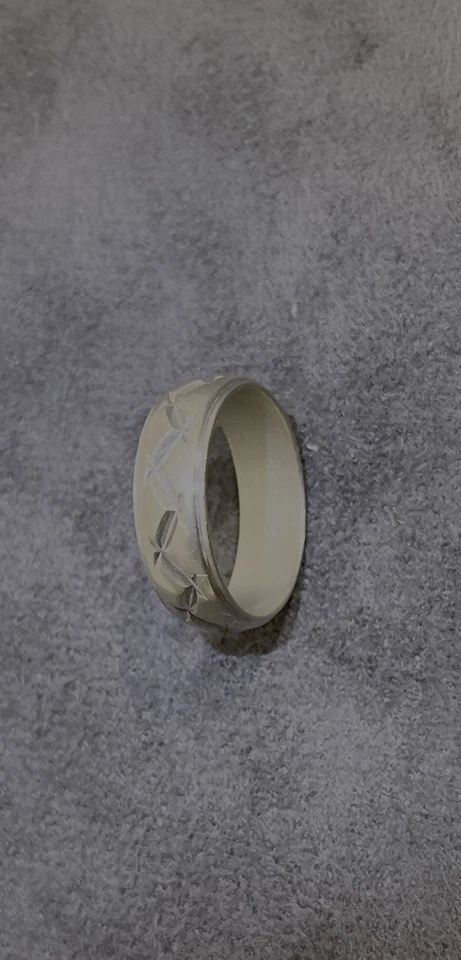 Anillo de boda vintage Estate para hombre de oro blanco de 14 k grabado talla 11 joyería Foto 2 de 2