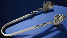 Antique Sterling Silver Sugar Tongs Twisted Handle with Shell Ends 3.25" Long