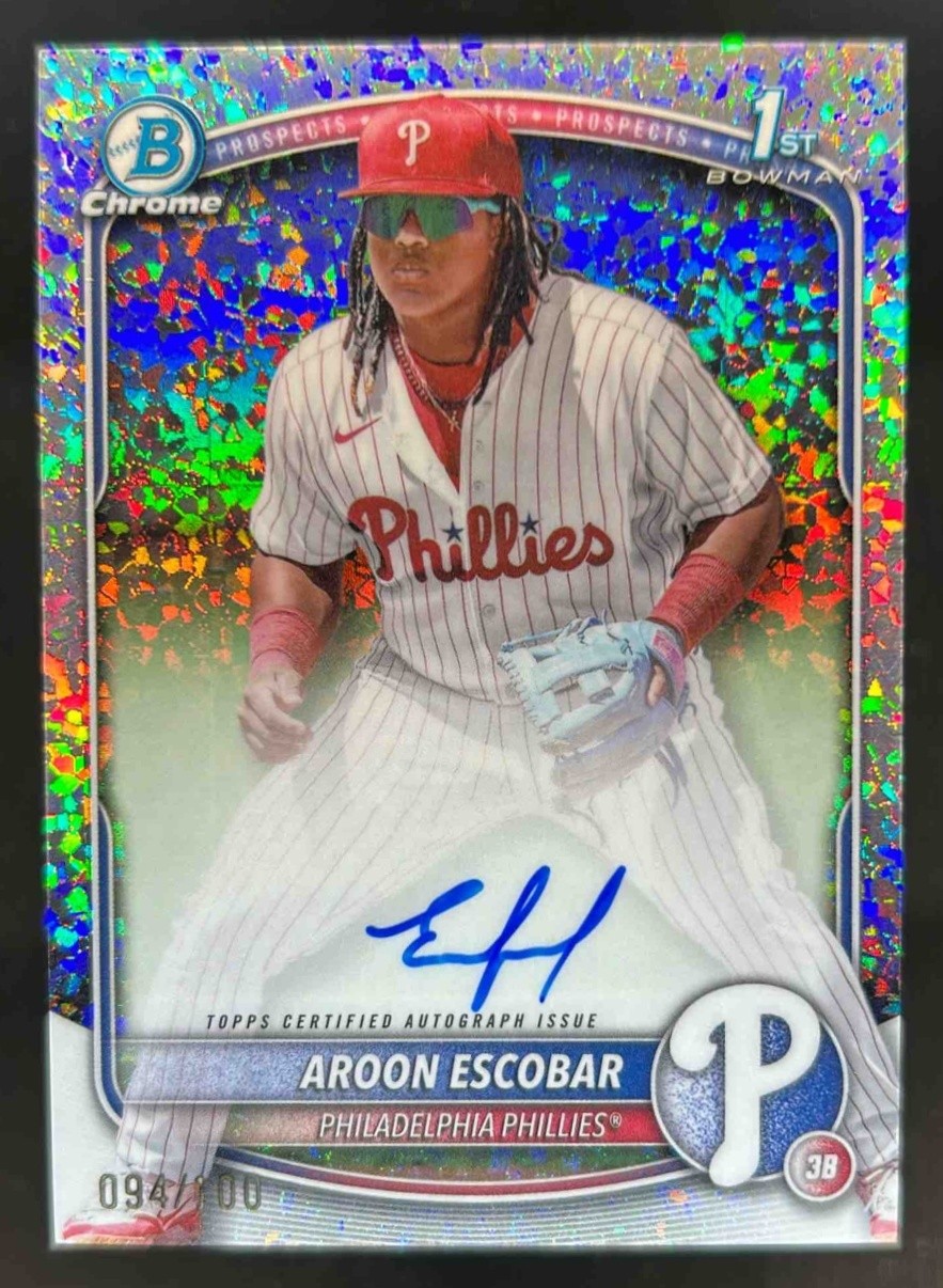 2025 Bowman Aroon Escobar Chrome Auto Mini-Diamond Refractor 1st Prospect #/100