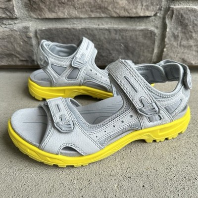 ECCO Men's Size 44 / 10-10.5 Yucatan Sport Sandals Offroad Concrete Gray Yellow
