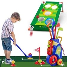 2 in 1 Kids Golf Toy Set Clubs Toddler Outdoor Sport Toys for Boys Girls Ages 3-
