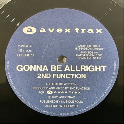 Avex Trax AVEX-3 Gonna Be Alright 2nd Function Cleaned 12 inch