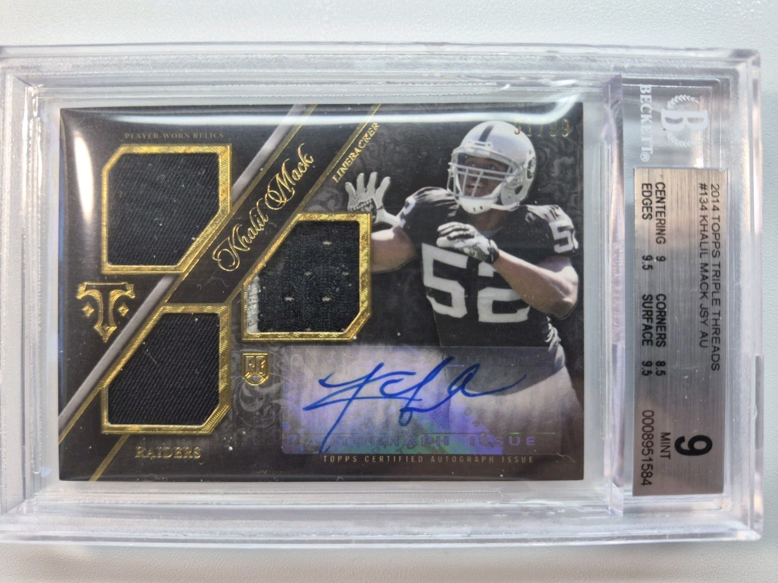 Khalil Mack Topps Triple Threads #134 Autograph Relic