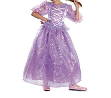 NEW GIRLS 7-8 DISNEY RAPUNZEL COSTUME BALL GOWN DELUXE WITH LIGHTED HEADPIECE
