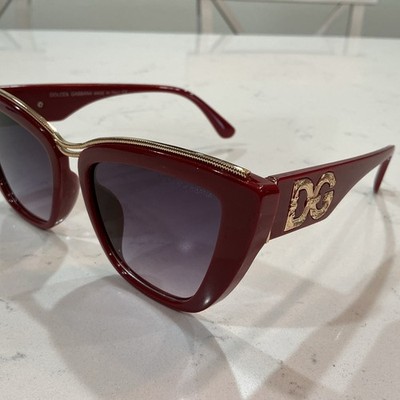 Dolce Gabana Burgundy Women s Trendy Cat Eye Sunglasses for Women UV400