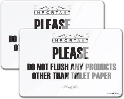 Flush Toilet Paper Only Sign 2 Pack 4'' x 6'' Acrylic Premium Finish Please Do Not
