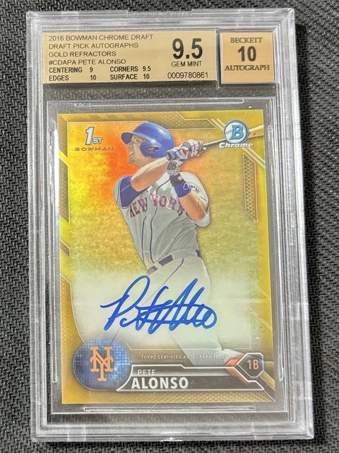 2016 Bowman Draft Chrome #CDA-PA Pete Alonso Gold Refractor Auto #/50 BGS 9,5/10