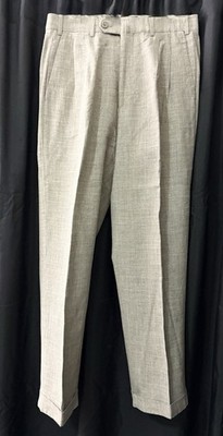 CARACCIOLO WOOL RAYON LINEN BLEND GRAY DRESS PANTS CUFFED/FRONT PLEATED 32 NEW