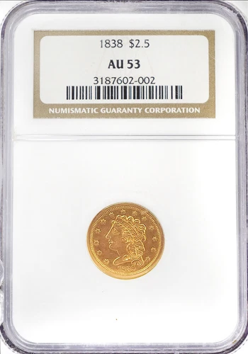 1838 $2.50 Gold Classic Liberty Head NGC AU53