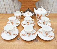 Vintage Kewpie Child's Tea Set Rose O'Neill Wilson Bavaria 15 Pcs  2 Lids 17