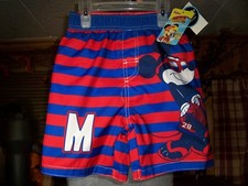 MICKEY MOUSE TODDLER SWIMMING TRUNKS SIZE 4T COLOR RED KIDS SUMMER BEACH SHORTS