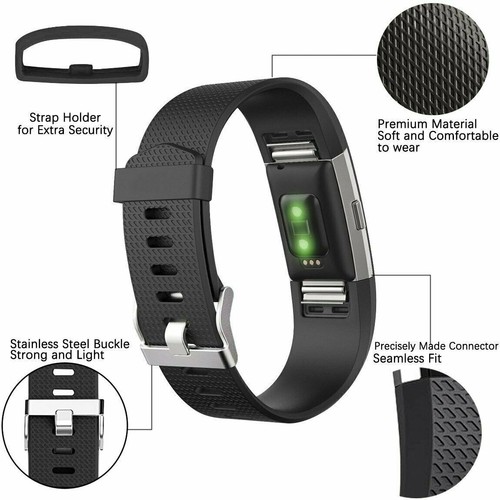 3 PACK Fitbit Charge 2 Replacement Bracelet Watch Band Heart Rate Fitness Gray - Picture 9 of 11