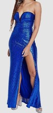 Emerald Sundae Women's Junior's Blue Lace-Up Back Evening Dress Size XL