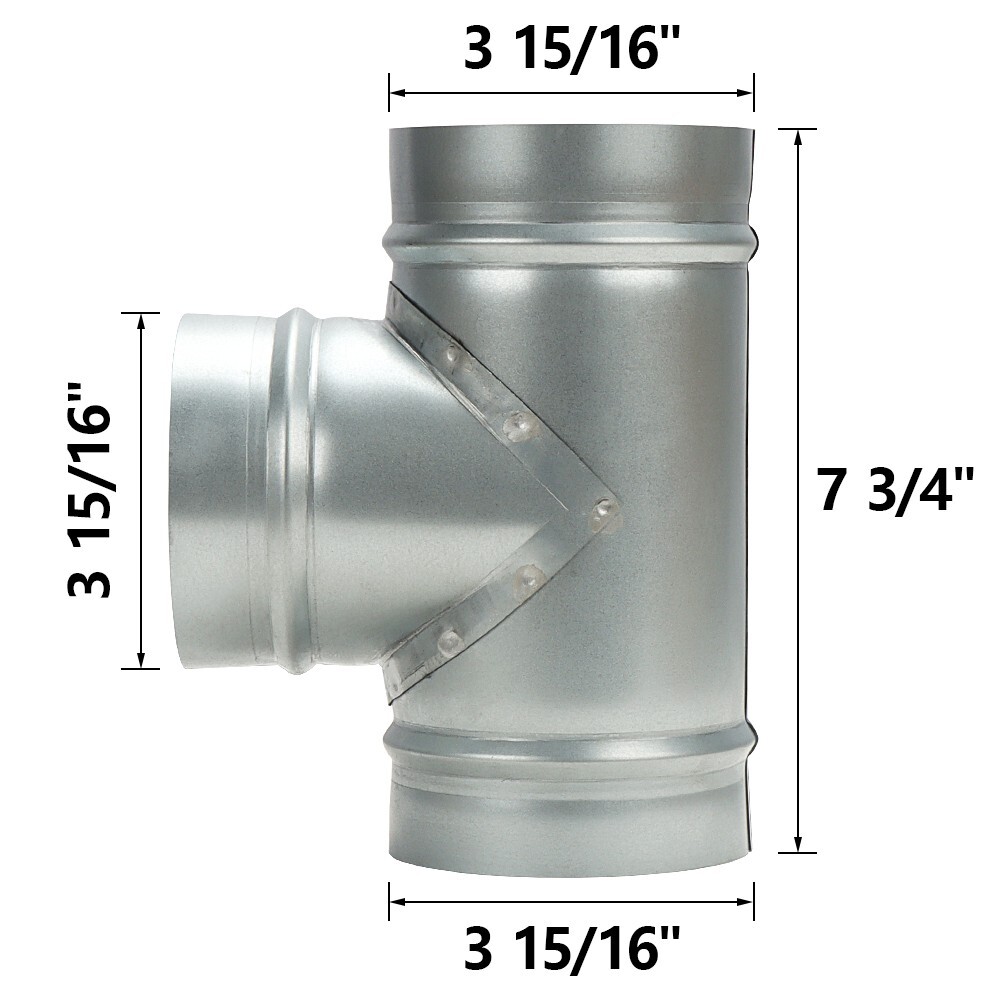 HVAC T Shape 4'' Duct Splitter Connector Precision Welded Galvanized