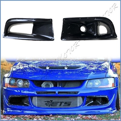 carbon fiber front fog light cover pair for 04 05 evo 4 fog light cover