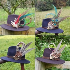 Extra large Pheasant feather hat pin brooch crystal many boxed