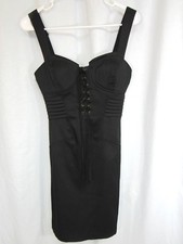 XOXO Dress Sz 1/2 Black Back Zipper Lace Front Padded Bra Little Black Dress