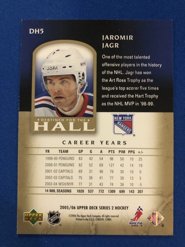 2005-06 UPPER DECK DESTINED FOR THE HALL JAROMIR JAGR #DH5 New York Rangers - Picture 2 of 2