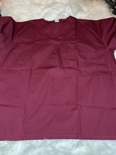 unbranded scrub work top blouse burgundy size Large nursing top pocket