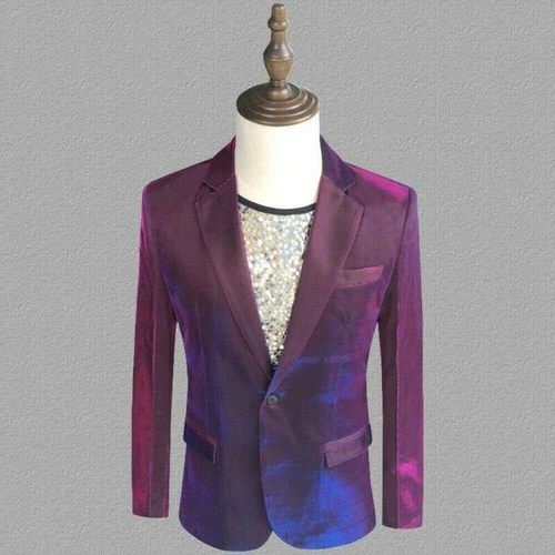 Mens Color Changing Suit Jackets Coats Lapel Blazer Fashion Dance Costume Party - Picture 14 of 19