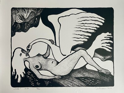 Jüri Arrak, Leda, lithography print 18/120, signed, 21x17''