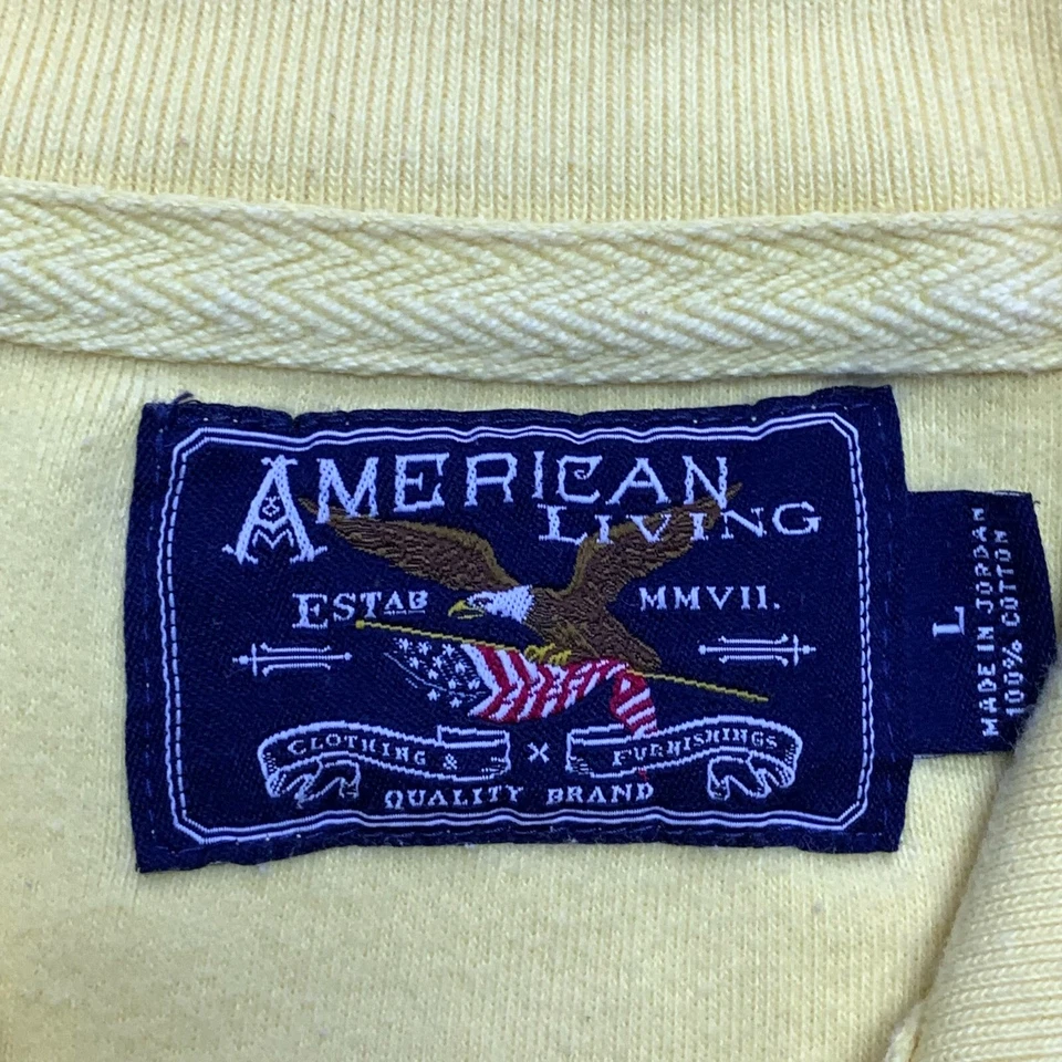 Sudadera American Living Para Hombre Grande Amarilla 1/4 Cremallera Bordada Logo Exterior Foto 3 de 4