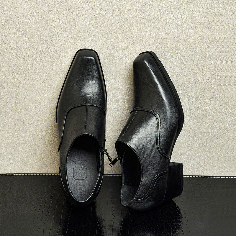 SAOLA Scarpe uomo pelle tacco alto 5 cm punta quadrata vera pelle Oxford formali misura