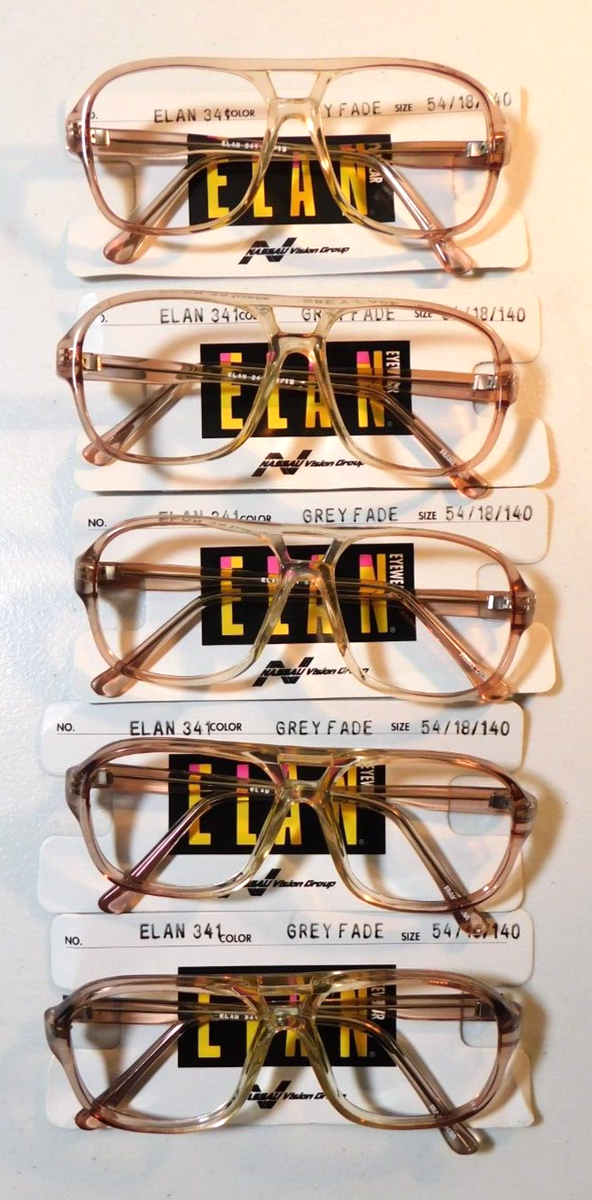 Vintage 5 Pc Lot ELAN 341 Grey Fade 54/18 Eyeglass Frame New Old
