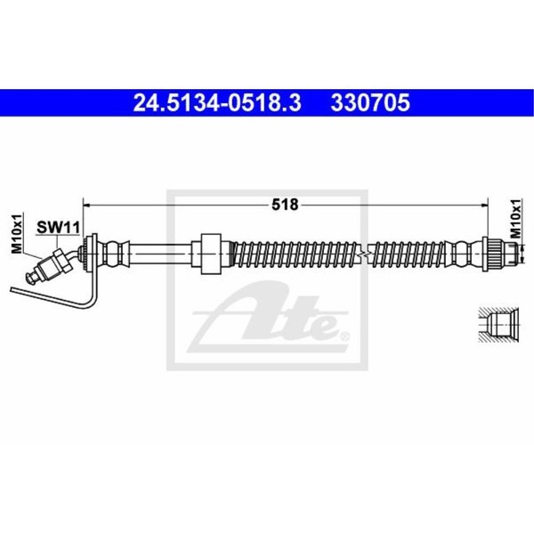 ATE Bremsschlauch FüR Opel Movano Pritsche/Fahrgestell Kasten 24.5134-0518.3-image