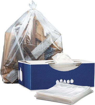 40-45 Gallon Trash Bags   1.2 Mil   Clear Heavy Duty Garbage Can Liners   40'' X 