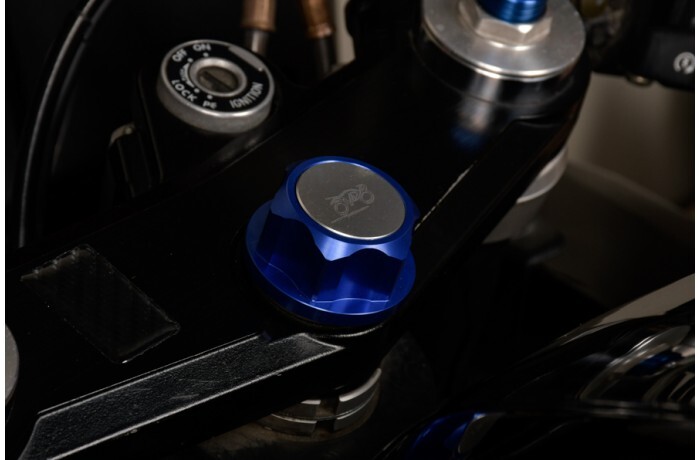 Douille filetée de colonne de direction alu bleu Suzuki Bandit 600