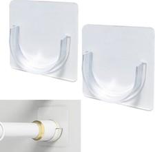 2pcs Transparent Shower Rod Holder, Strong Adhesive Bathroom Curtain Rod Bracket