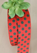 3/8, 5/8, 7/8  1.5" 1YD Green Polka Dot RIbbon Christmas Polka Dot Trims
