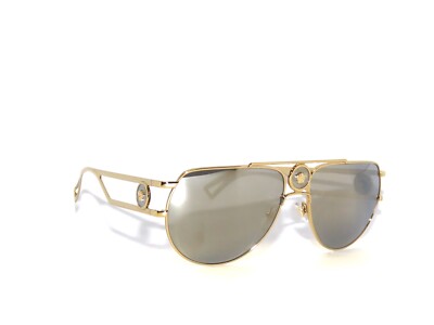 Versace VE2225 2225 12526G Pale Gold Light Gray Mirror 