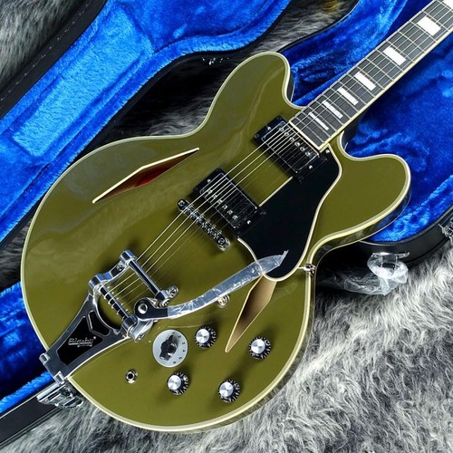 Epiphone Shinichi Ubukata ES-355 Custom Bigsby ver.02 Olive Drab with hard case - Picture 2 of 8