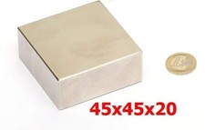 Neodimio 45 X 45 X 20 N52 GERMANY extra FORTE. QUADRATO CALAMITA