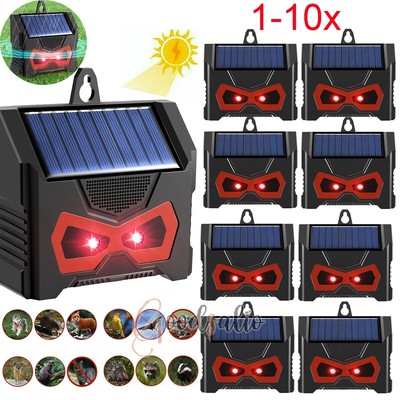 LOT Solar/USB Ultrasonic Animal Repellent LED Dog Cat Skunk Deer Raccoon Garden