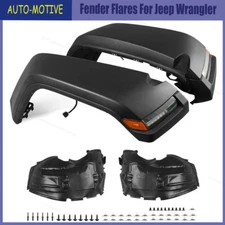 Front Fender Flares W/ Lights Fits 2018-24 Jeep Wrangler JL JLU/Rubicon 2/4-Door