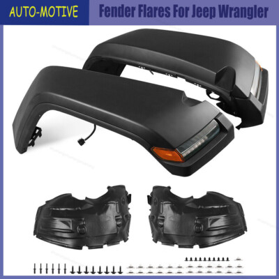 Front Fender Flares W/ Lights Fits 2018-24 Jeep Wrangler JL JLU/Rubicon 2/4-Door