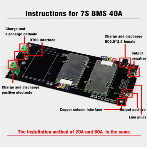 7S 24V 1P 2P Battery Box 20A 40A 60A BMS 21700 Battery Case Protection Board - Picture 3 of 16