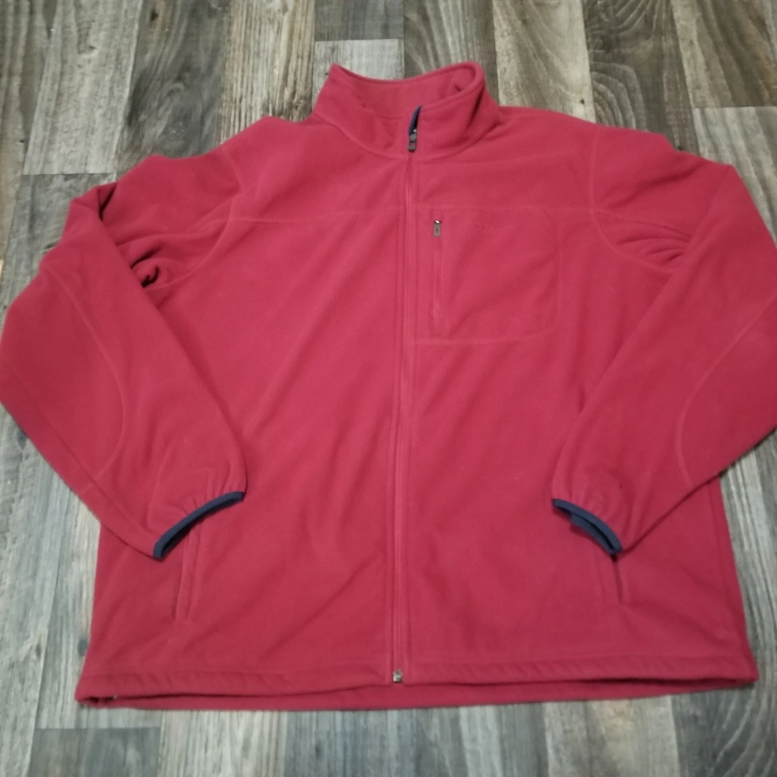 LL Bean Polartec Jacket Mens Red Fleece Insulated XL Full Zip Has Hair On It