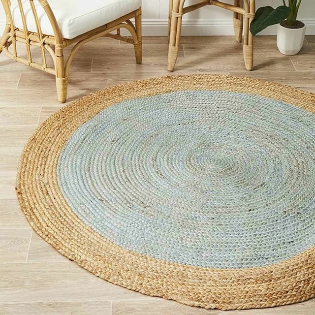 Jute Round Bohemian Decor Indian Braided Jute Round Rug Boho Rug 3x3
