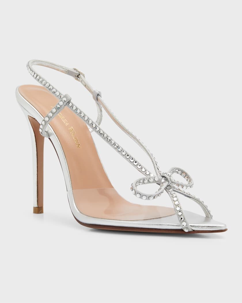 $695 NIB Andrea Wazen Kay Crystal Bow Pumps Sz 6