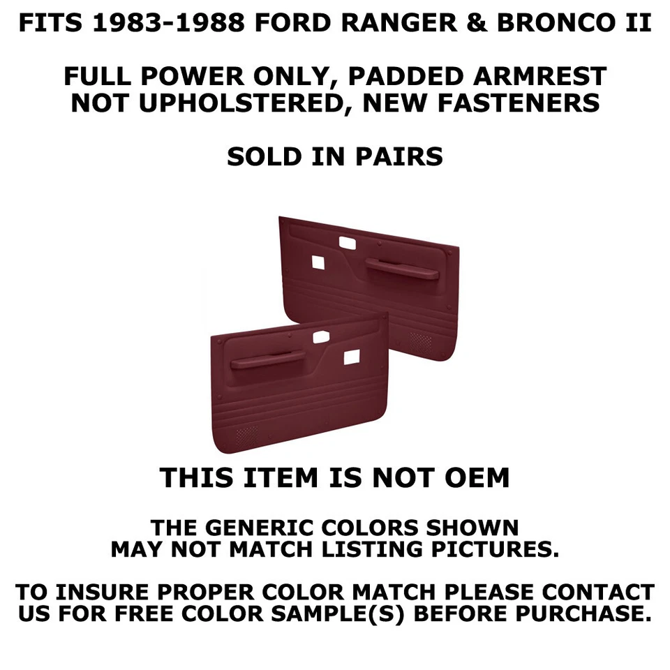 Par de paneles de puerta de repuesto Coverlay 12-50F-MR para Bronco II granate potencia completa Foto 2 de 4