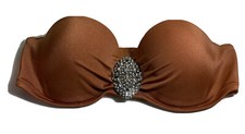 VICTORIA'S SECRET SWIM EMBELLISHED MEDALLION PUSH UP BANDEAU TOP BRONZE 32C
