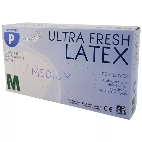 Latex Disposable Gloves Clear Powder Free & Powdered 100pcs